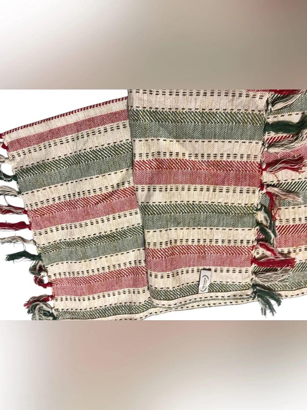 The Prairie Rachel Ashwell Table Runner 81x16.5 Holiday  Red Green Beige Gold